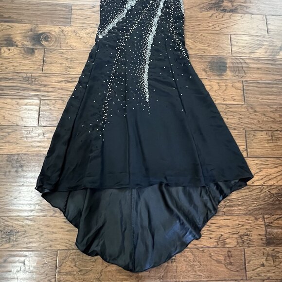 Riva Designs Black Beaded Evening Prom Dress Size 6 Small Strapless Whimsigoth - Picture 6 of 16
